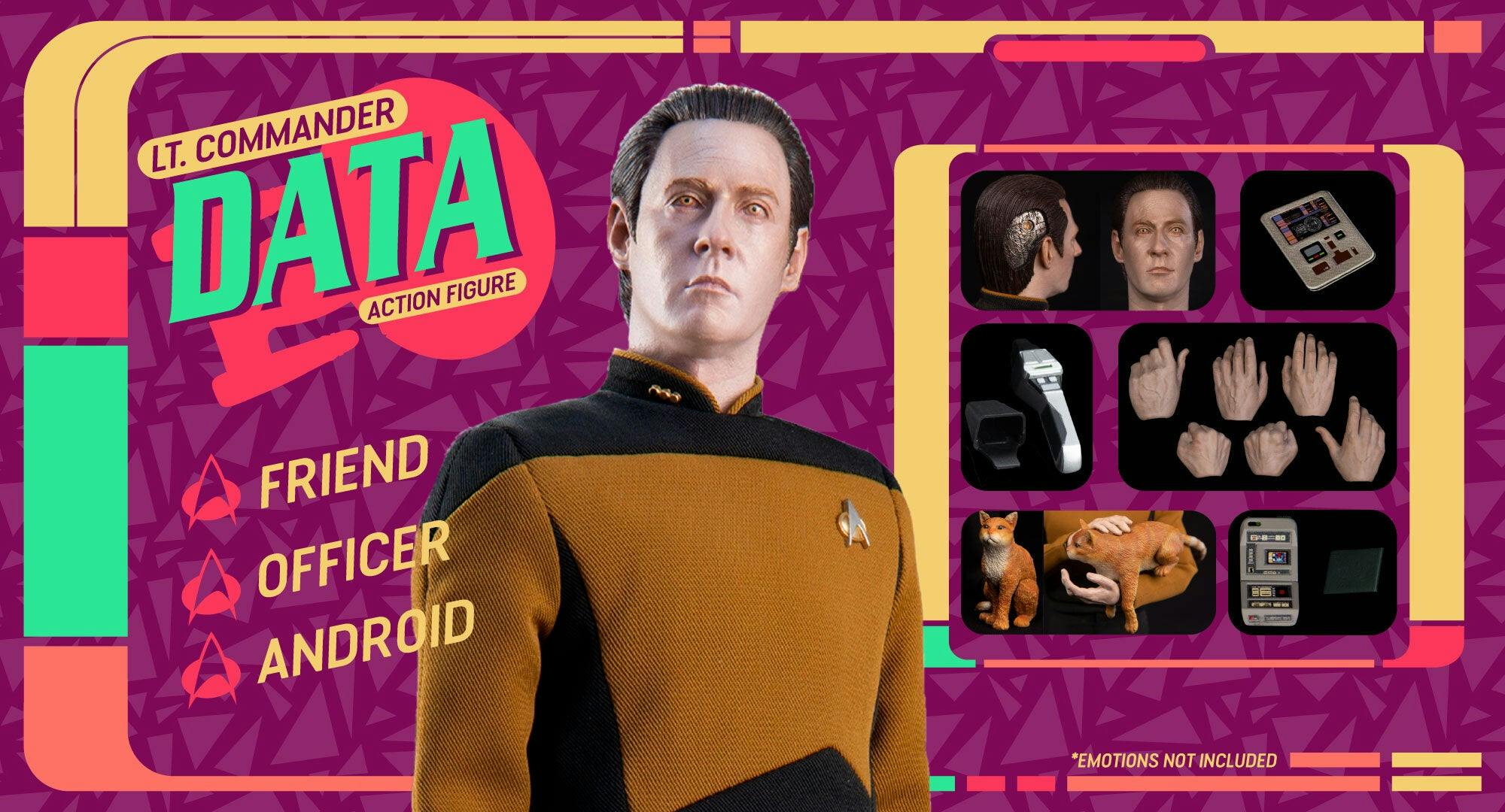 Illustrated banner featuring EXO-6's Star Trek: The Next Generation Data figure