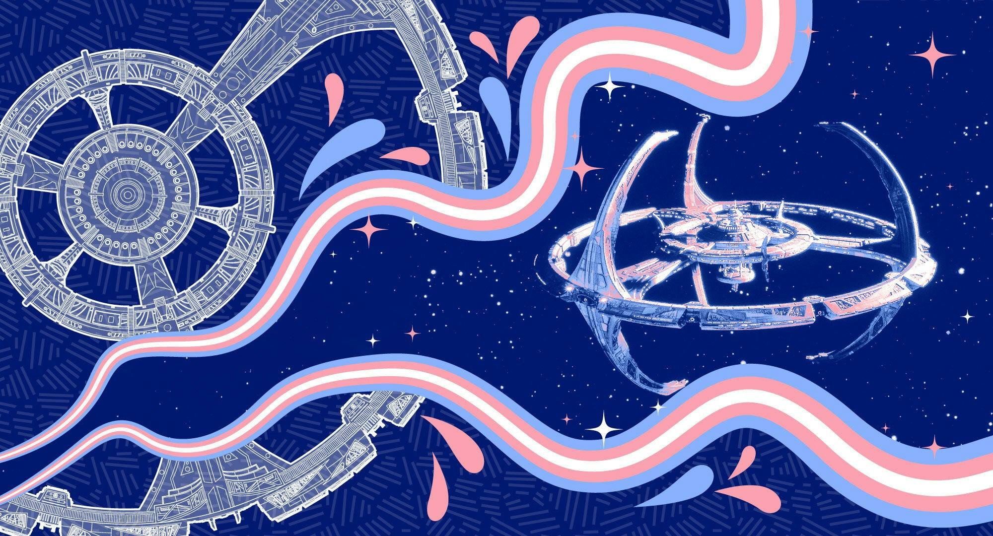 Illustrated banner featuring the Deep Space 9 spacestation