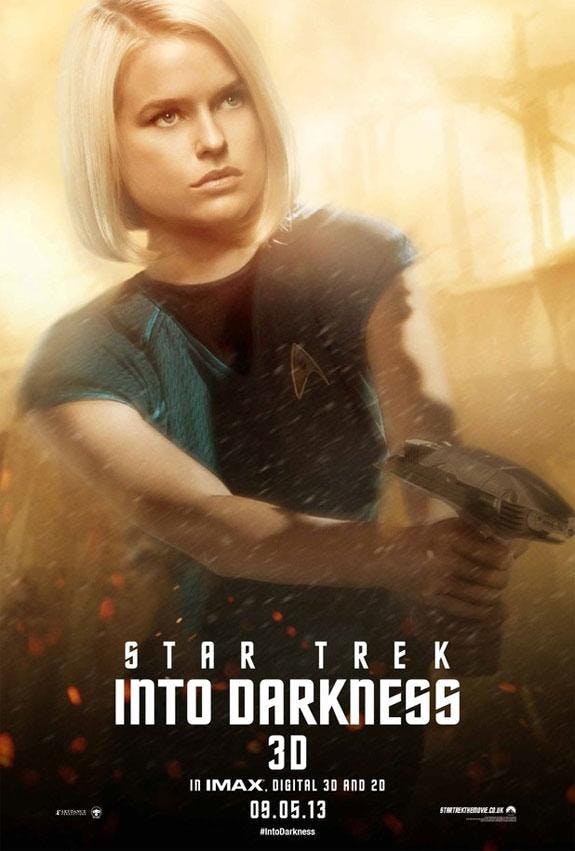 Alice Eve as Dr. Carol Marcus in Star Trek Into Darkness theatrical poster