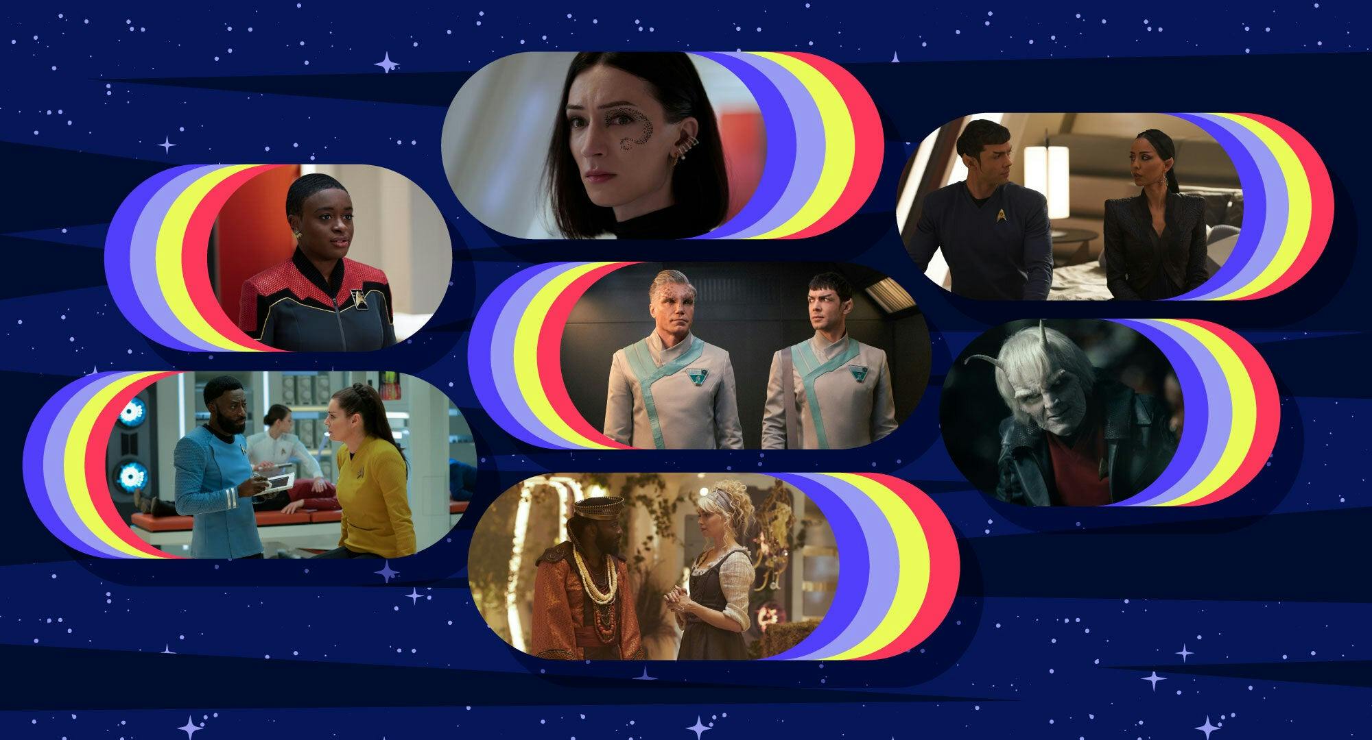 Illustrated banner featuring key moments from Season 1 of Star Trek: Strange New Worlds
