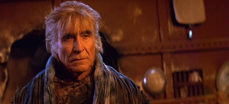 Khan stands in his ruined shelter on Ceti Alpha V