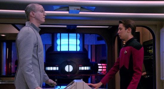 Wesley Crusher and the Traveler figure out a way to save Dr. Crusher.