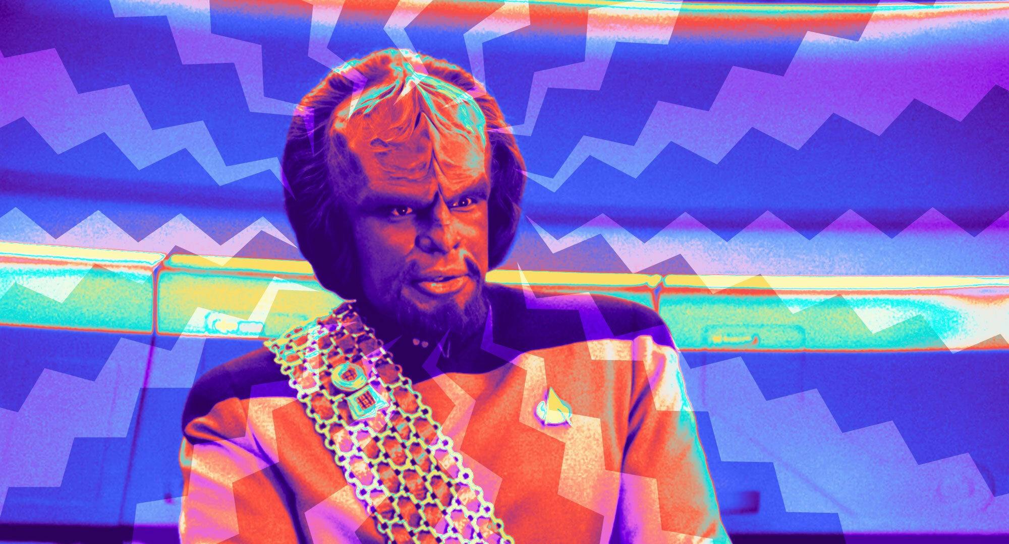 Illustrated banner featuring Worf
