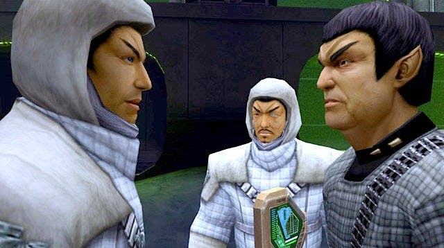 Gameplay screencap of Star Trek: Elite Force II video game's Romulan Commander Suldok
