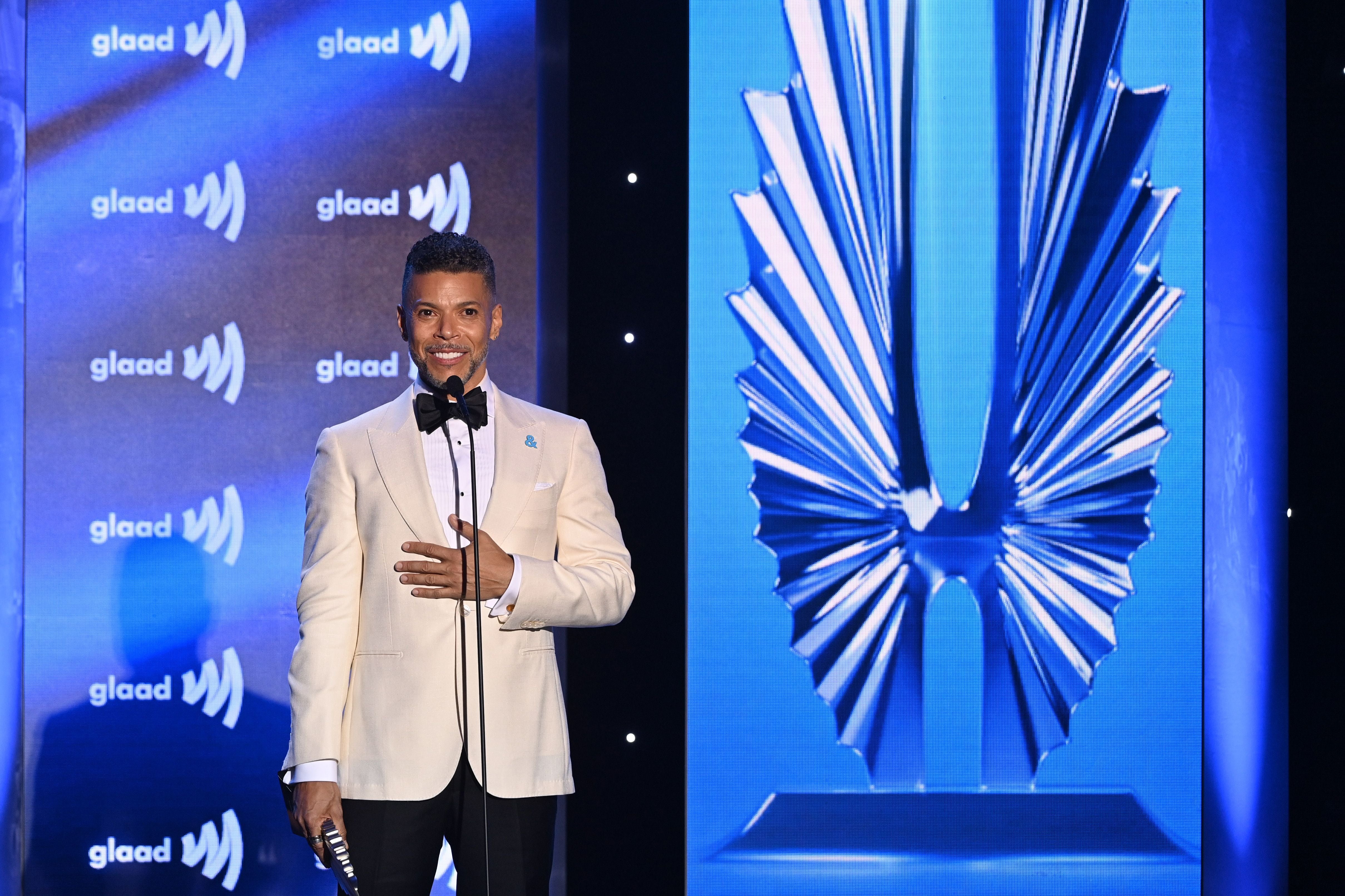 Wilson Cruz on stage at the 33rd GLAAD Awards