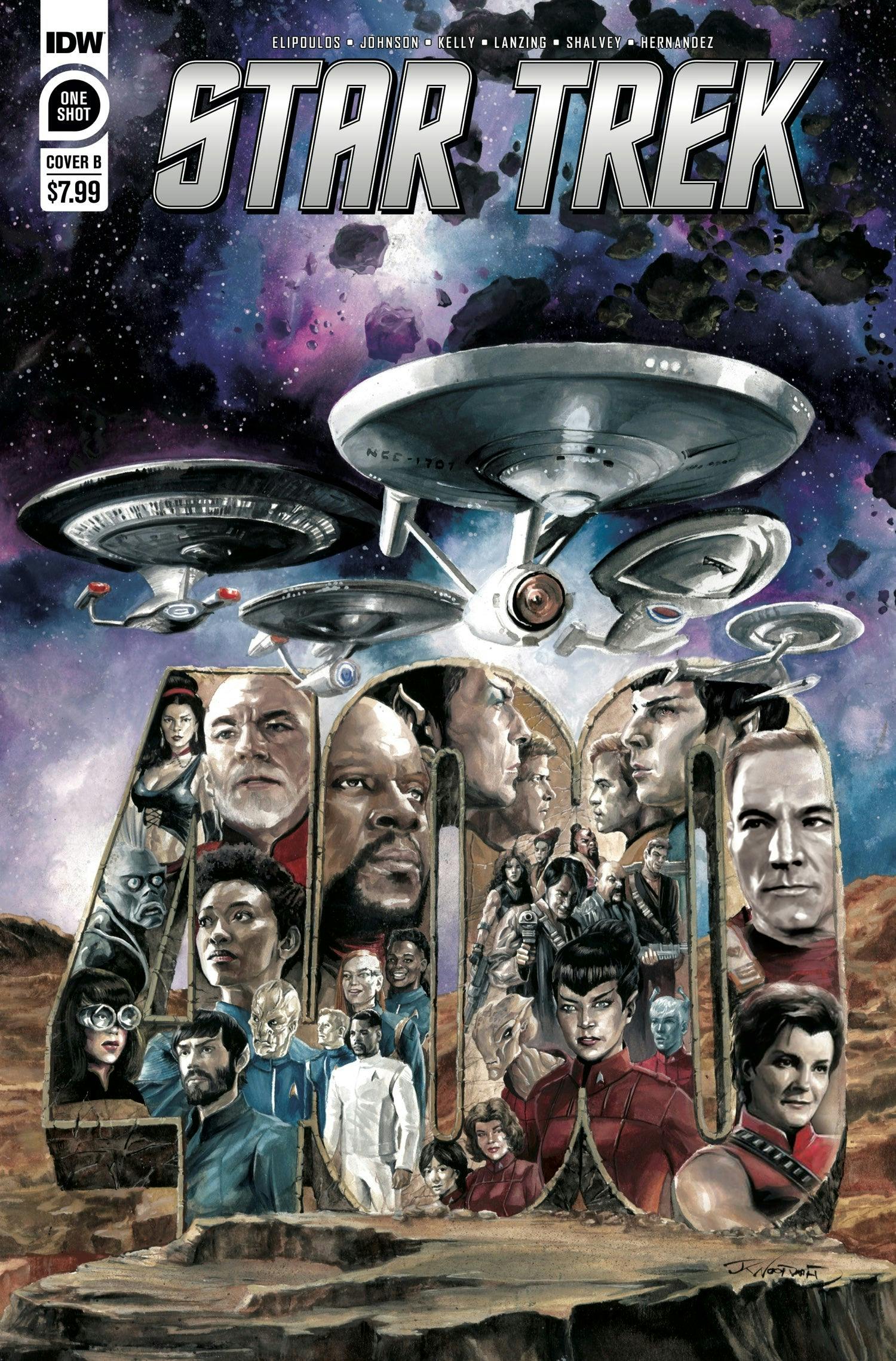 The B cover for Star Trek #400, featuring a collage of characters in the number 400.