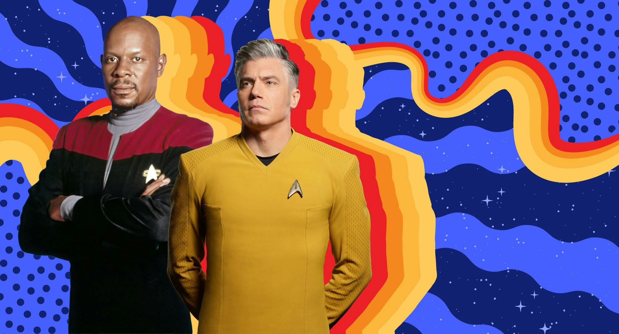 Illustrated banner featuring Captain Sisko and Captain Pike
