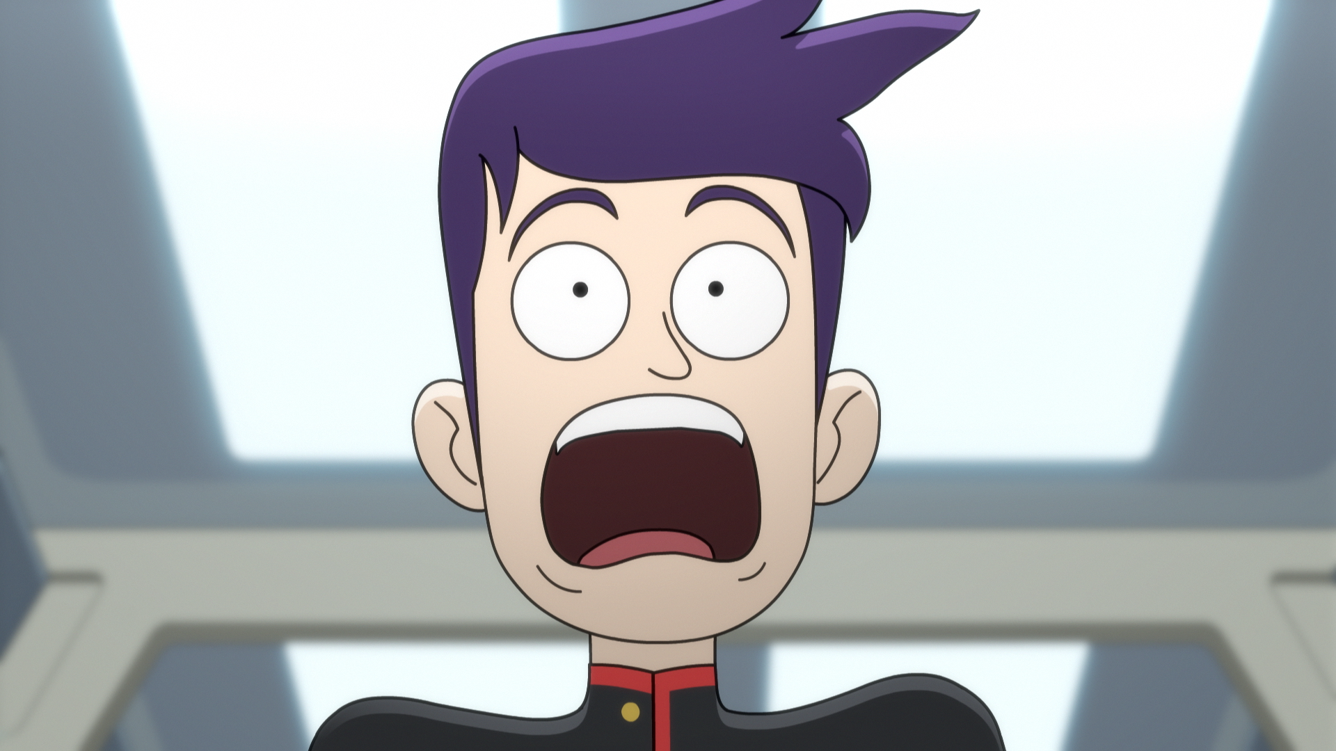 Poor Boimler! He's screaming in terror as he's hunted by K'Ranch in Star Trek: Lower Decks