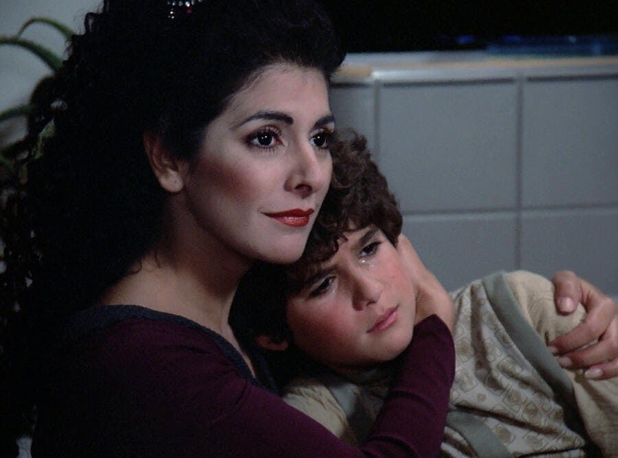 Deanna Troi and her son Ian in 'The Child'