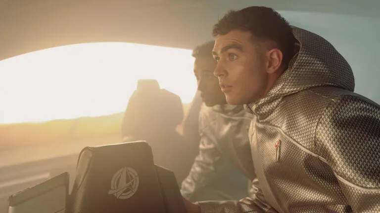 Sandro Rosta as Caleb and George Hawkins as Darem in Star Trek: Starfleet Academy Season 2