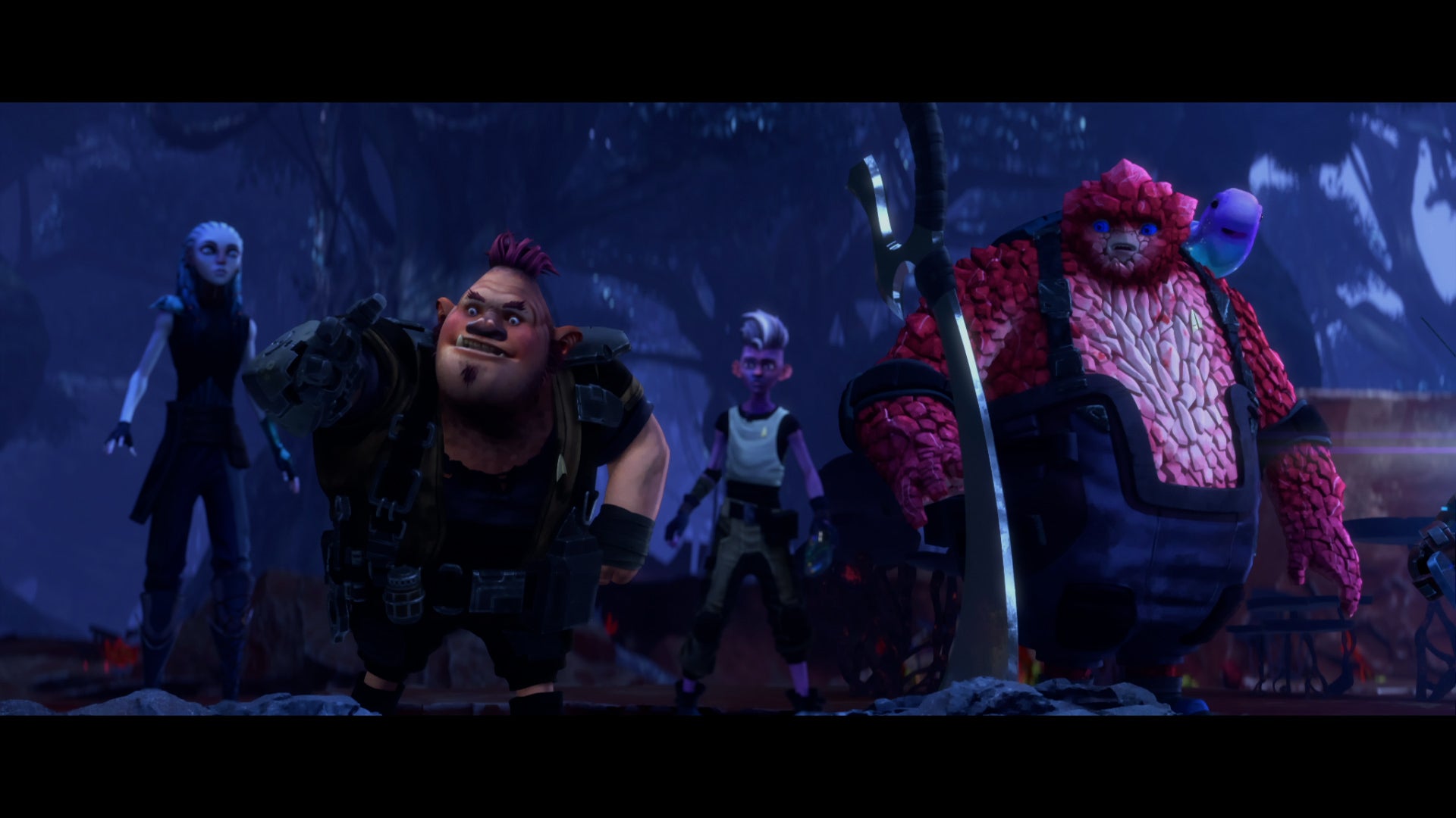 Jankom Pog stares in surprise as his sword lands in the soil.