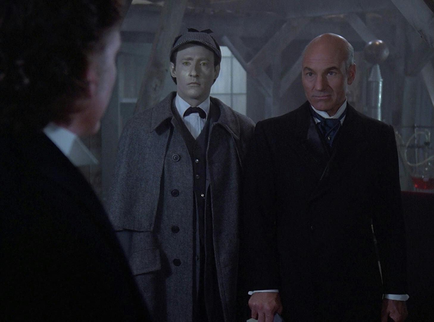 In the holodec,, Data and Jean-Luc Picard face Moriarty in 'Elementary, Dear Data' 