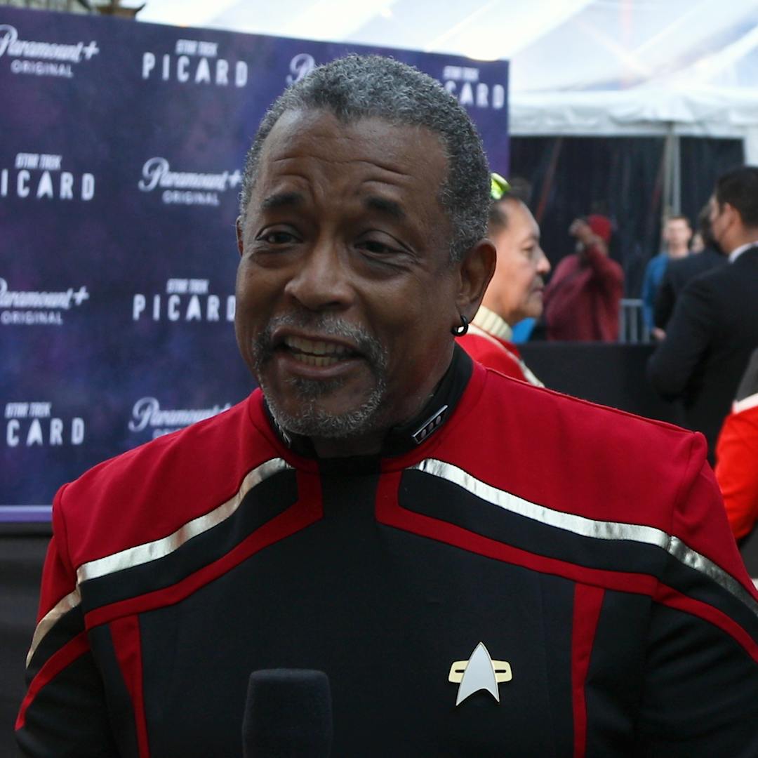 Fan wearing a Star Trek command uniform at the Star Trek: Picard Season 3 Premiere