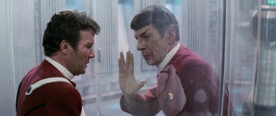 Star Trek: The Wrath of Khan Spock and Kirk Vulcan salute