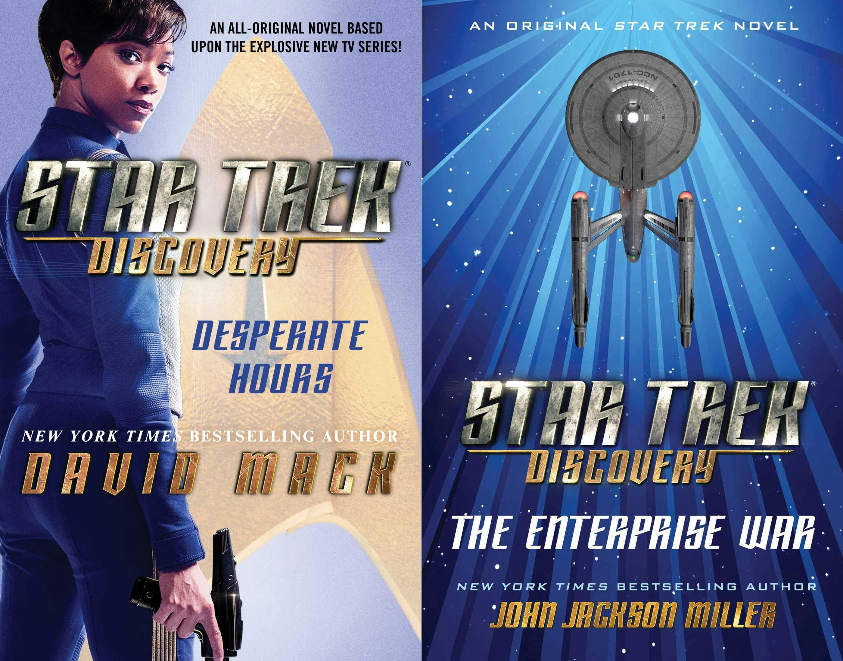 Desperate Hours by David Mack (2017) & The Enterprise War by John Jackson Miller (2019) covers