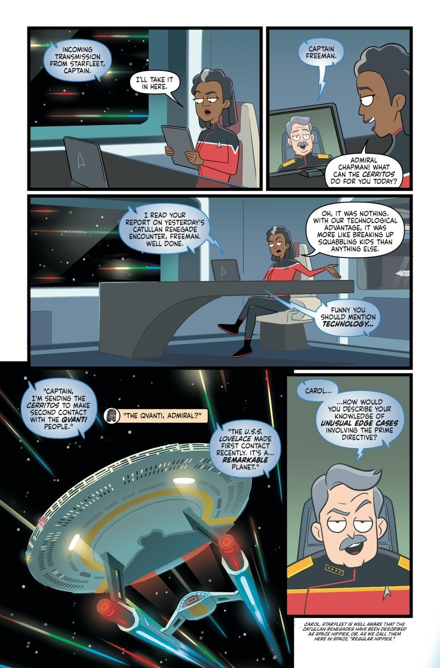 STAR TREK: LOWER DECKS #1 comic book interior art by Chris Fenoglio