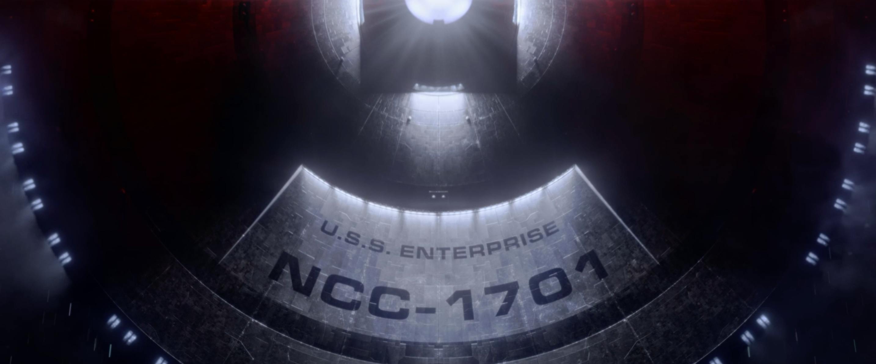 The Enterprise saucer with "U.S.S. Enterprise NCC-1701" displayed. 