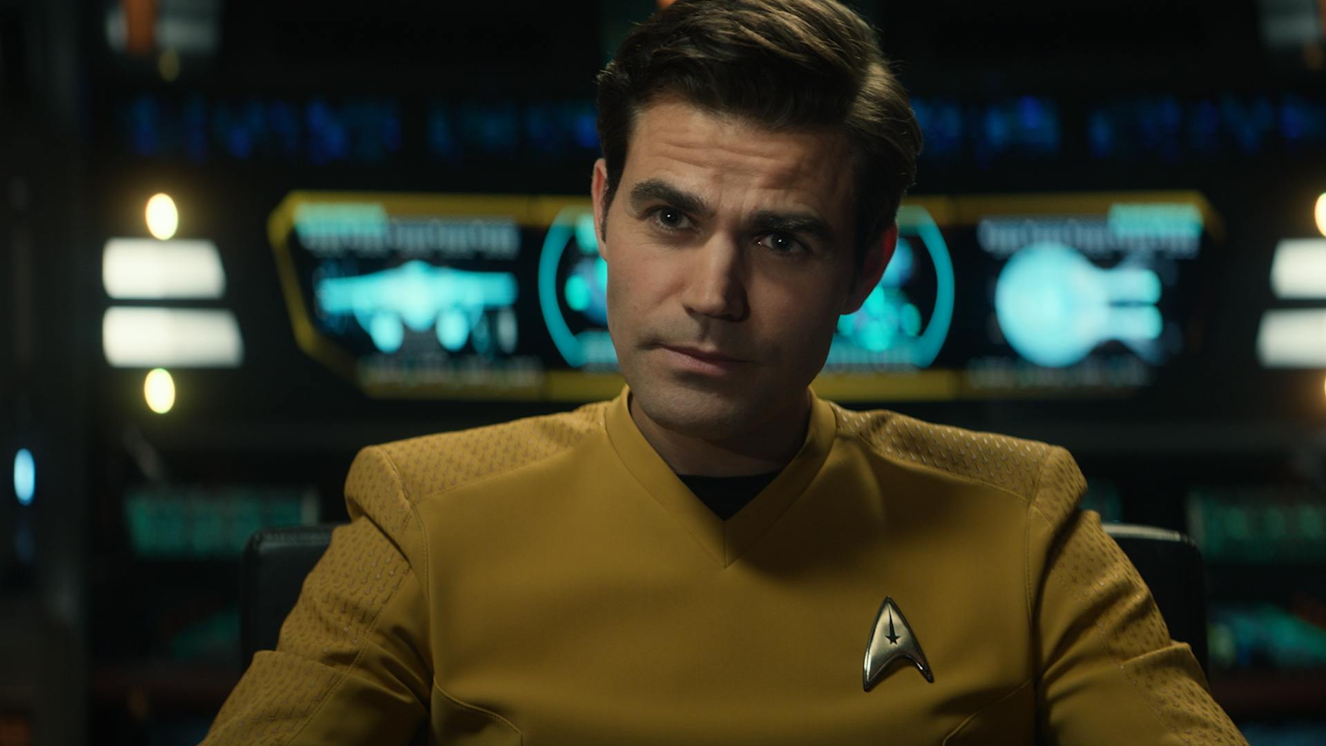 James Kirk (Paul Wesley) asks if the Enterprise needs aid from the bridge of the Farragut.
