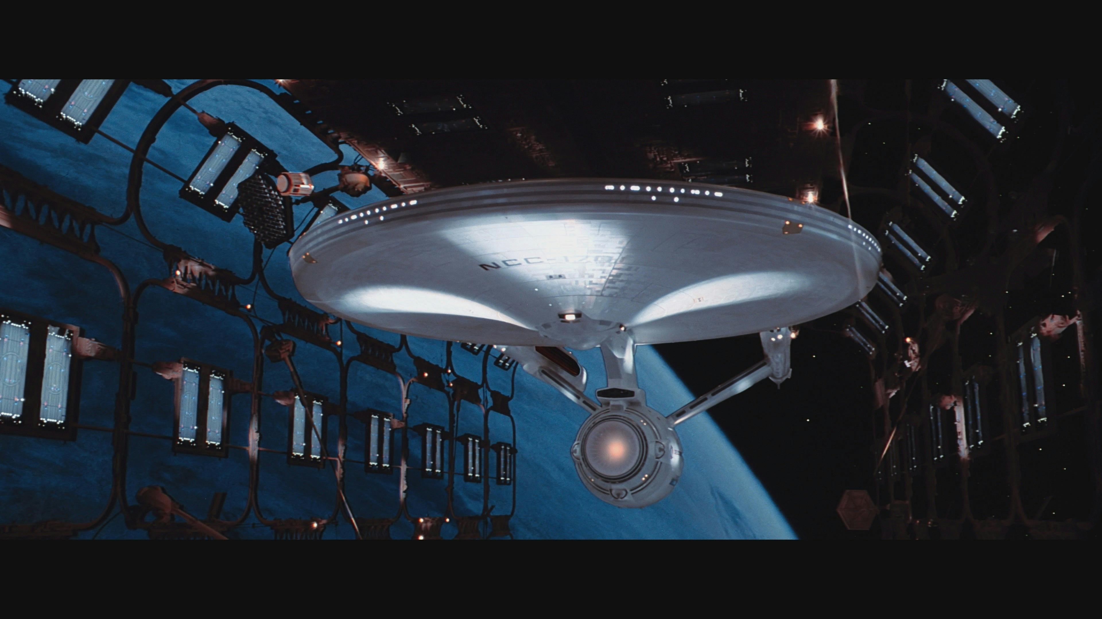 The Enterprise prepares to leave space dock in Star Trek: The Motion Picture.