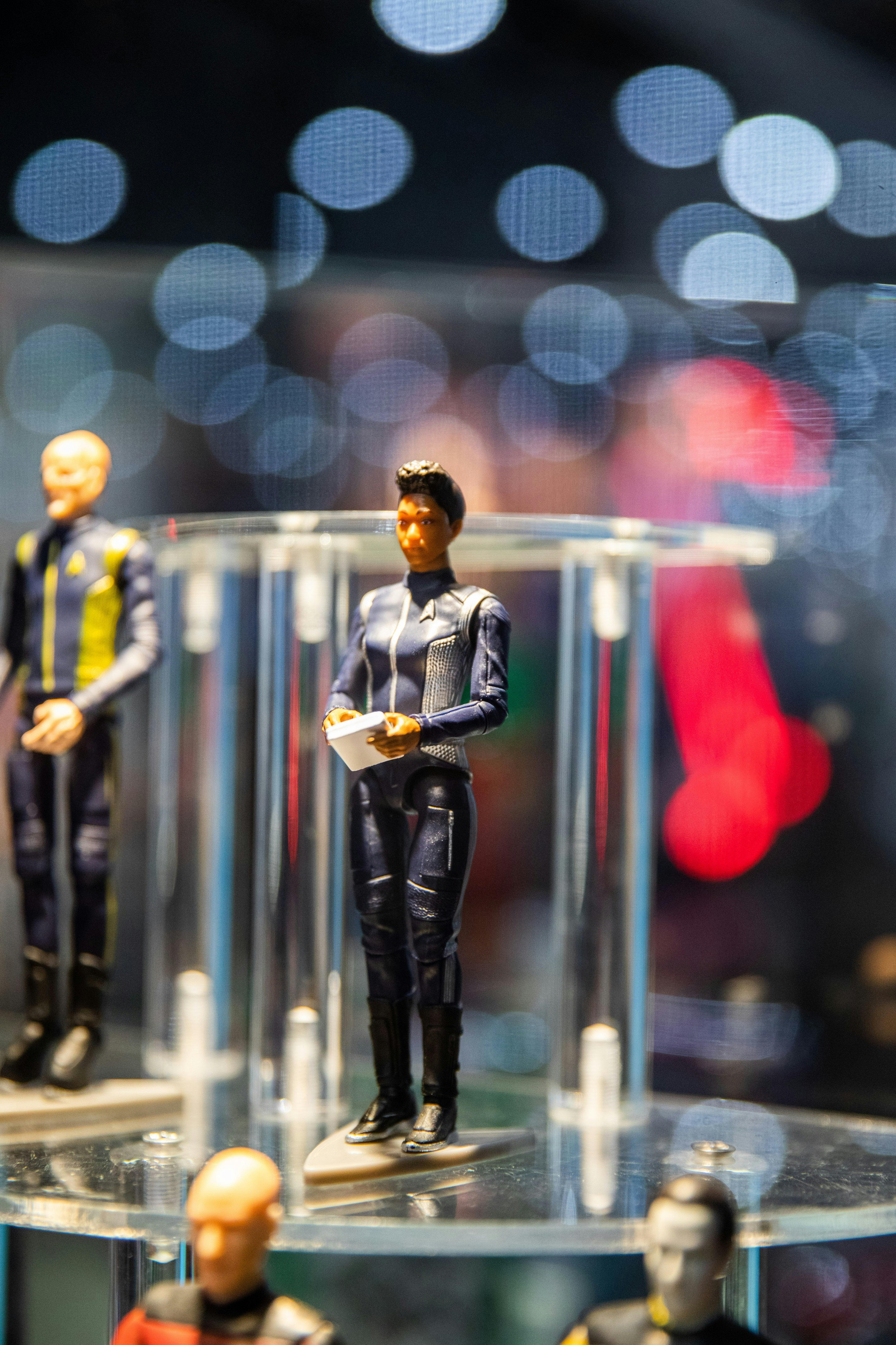 A Michael Burnham figure is ready to leap into action.