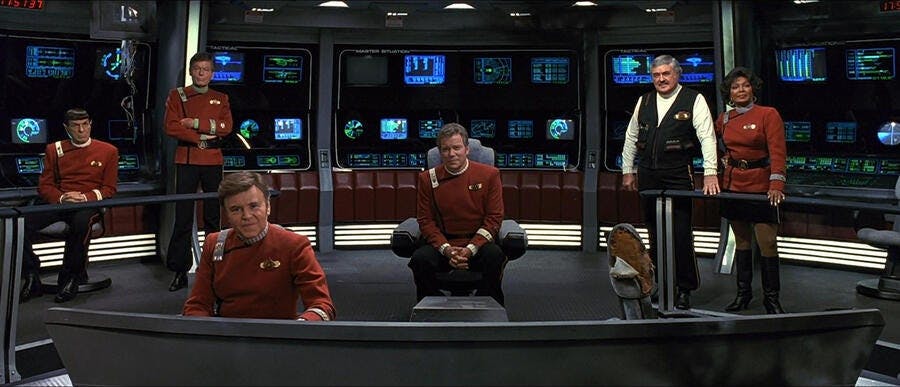 The Original Series bridge crew in Star Trek VI: The Undiscovered Country