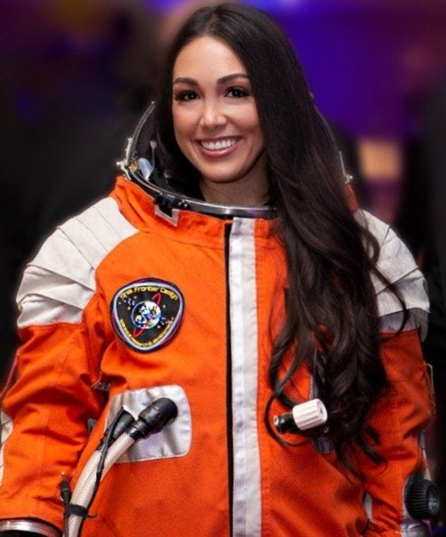 Project PoSSUM Scientist-Astronaut Candidate Kellie Gerardi wears FFD’s IVA suit design. 