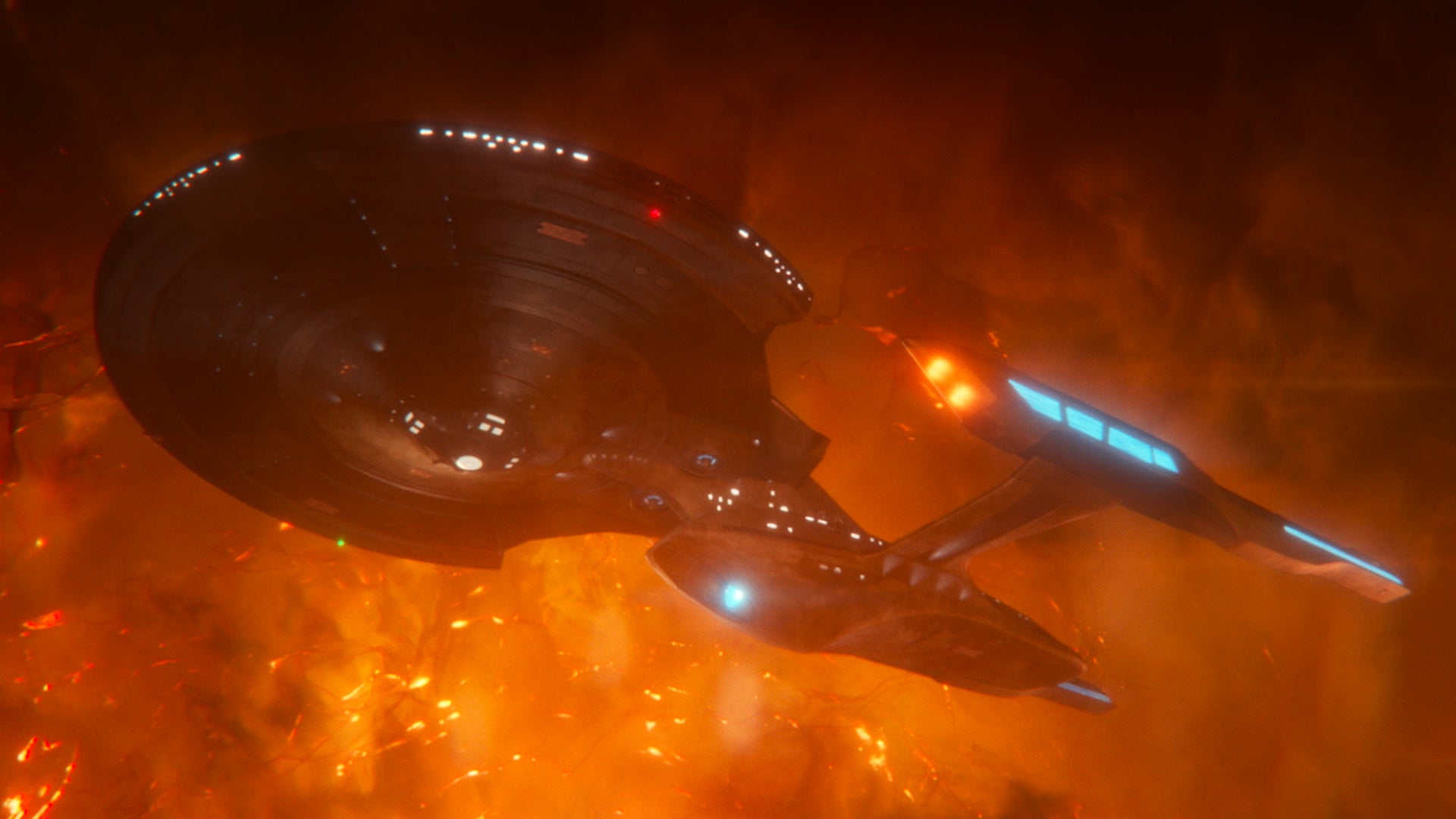 The Titan within a gravity well of a nebula on Star Trek: Picard