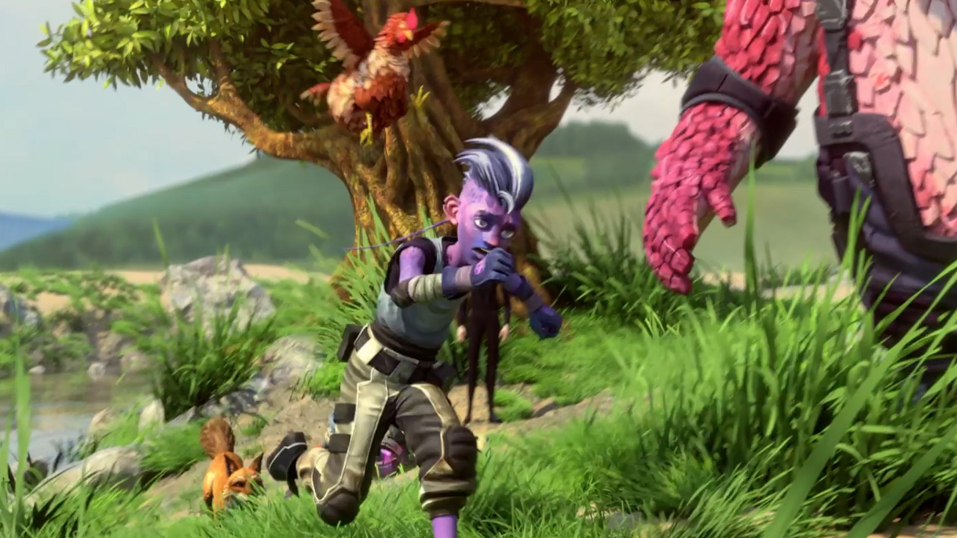 Dal runs from a chicken in this episode of Star Trek: Prodigy