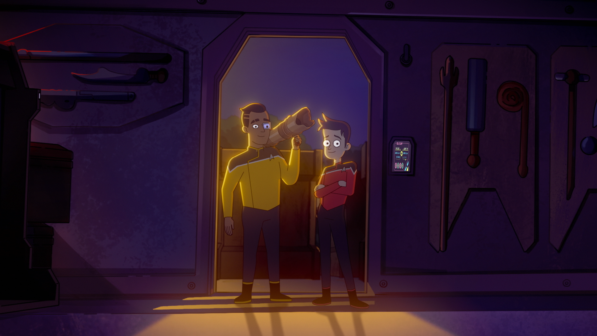 Boimler and Rutherford arrive to face down the Ferengi.