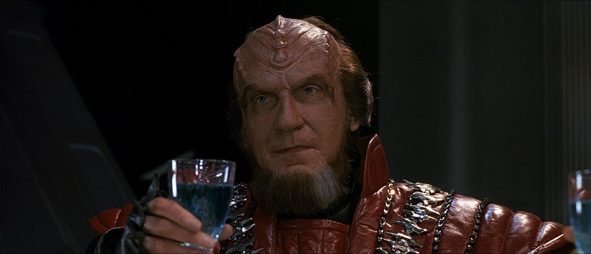 Chancellor Gorkon offers a toast.