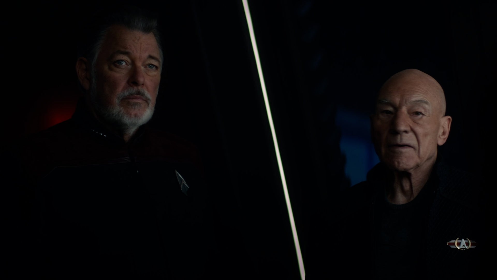 Will Riker (left) and Jean-Luc Picard (right) 