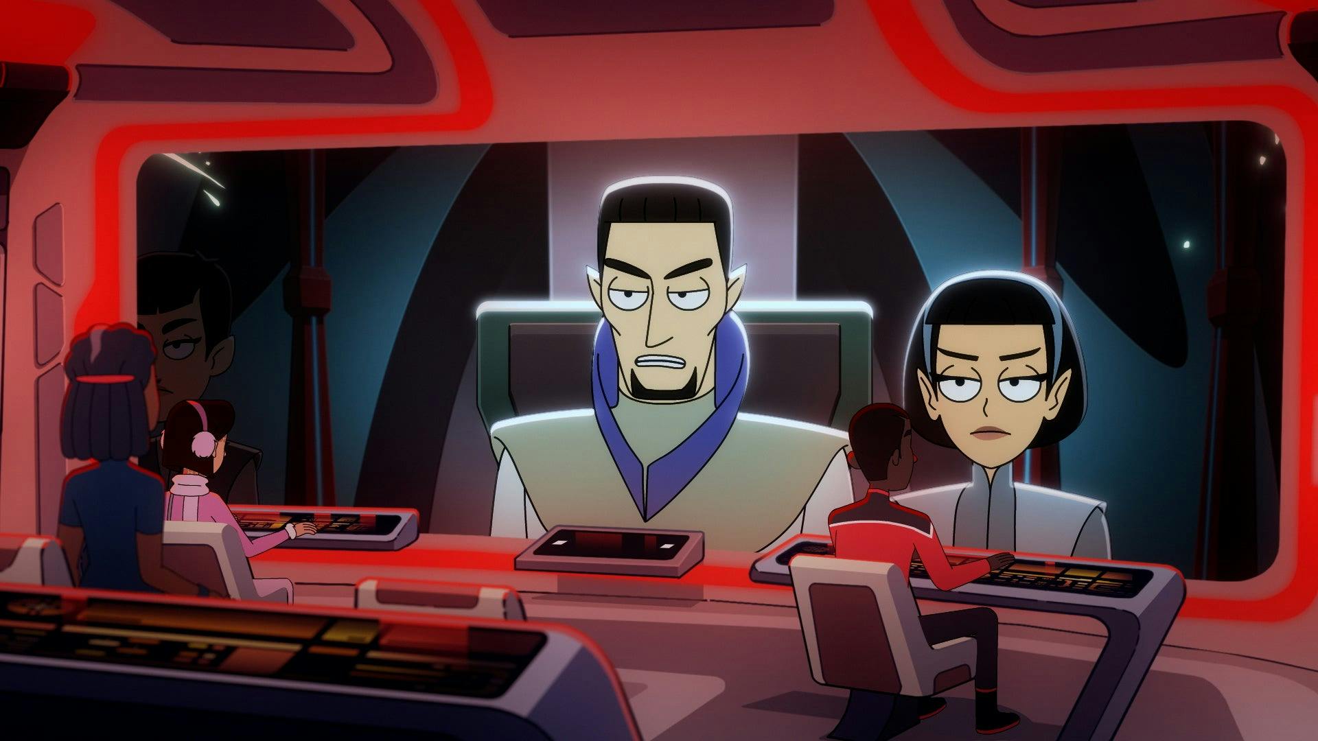 The Vulcans speaking to Captain Freeman in Star Trek: Lower Decks "wej Duj"