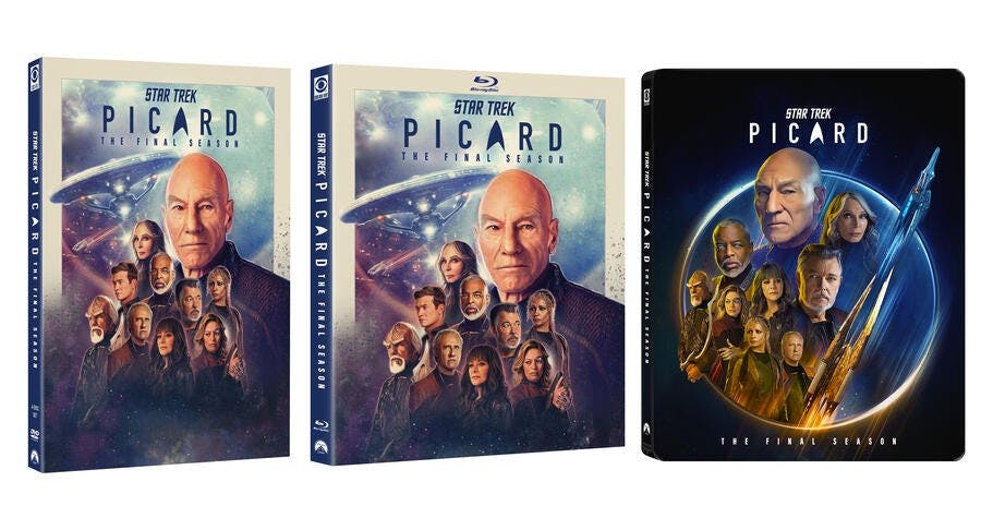 Star Trek: Picard - The Final Season packshots (DVD, Blu-ray, and Limited Edition Blu-ray Steelbook)