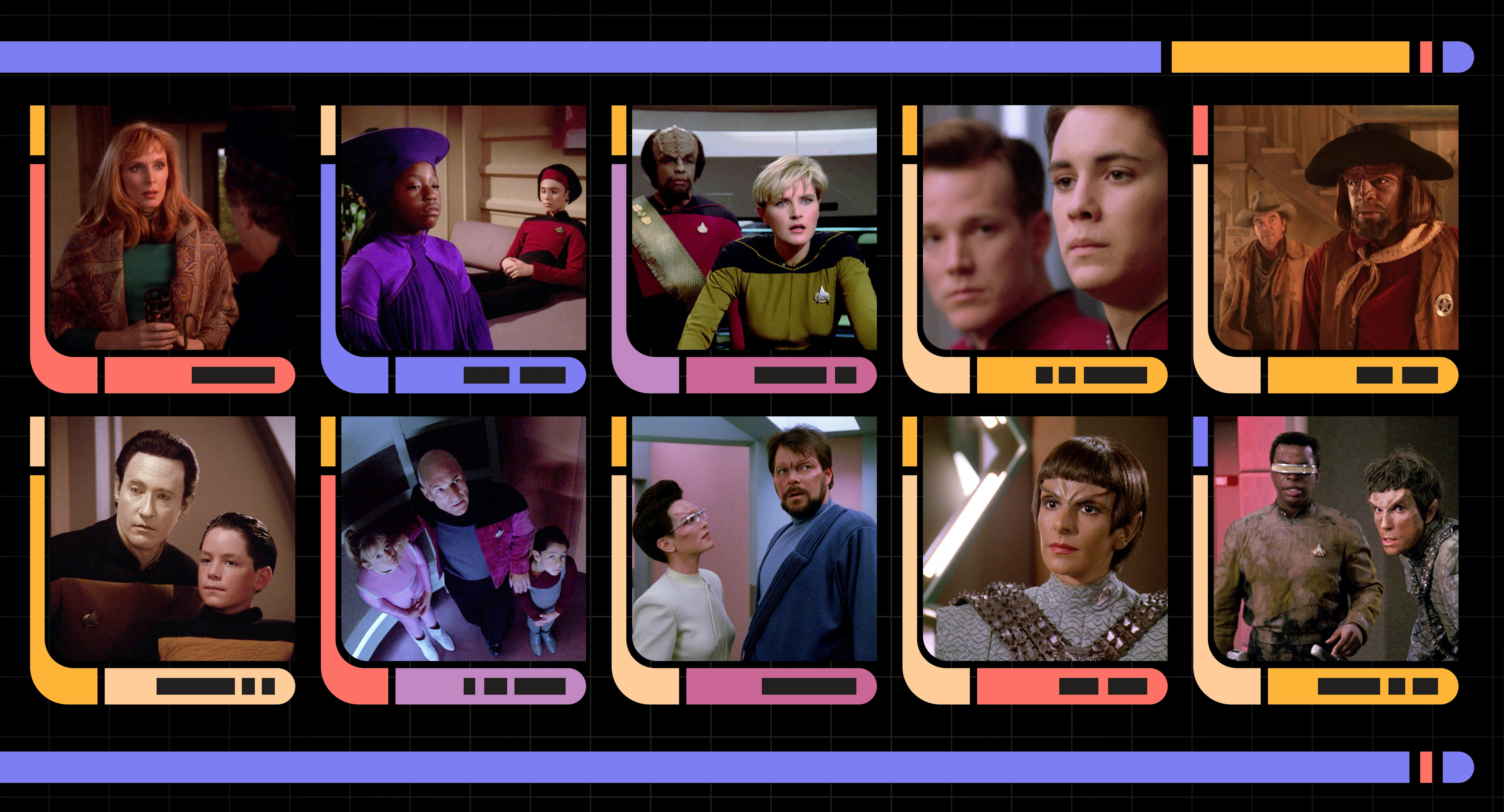 Illustrated banners with scenes from 10 underrated Star Trek: The Next Generation episodes