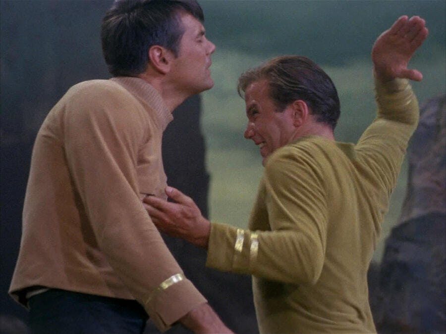 Kirk chops Gary Mitchell in 'Where No Man Has Gone Before'