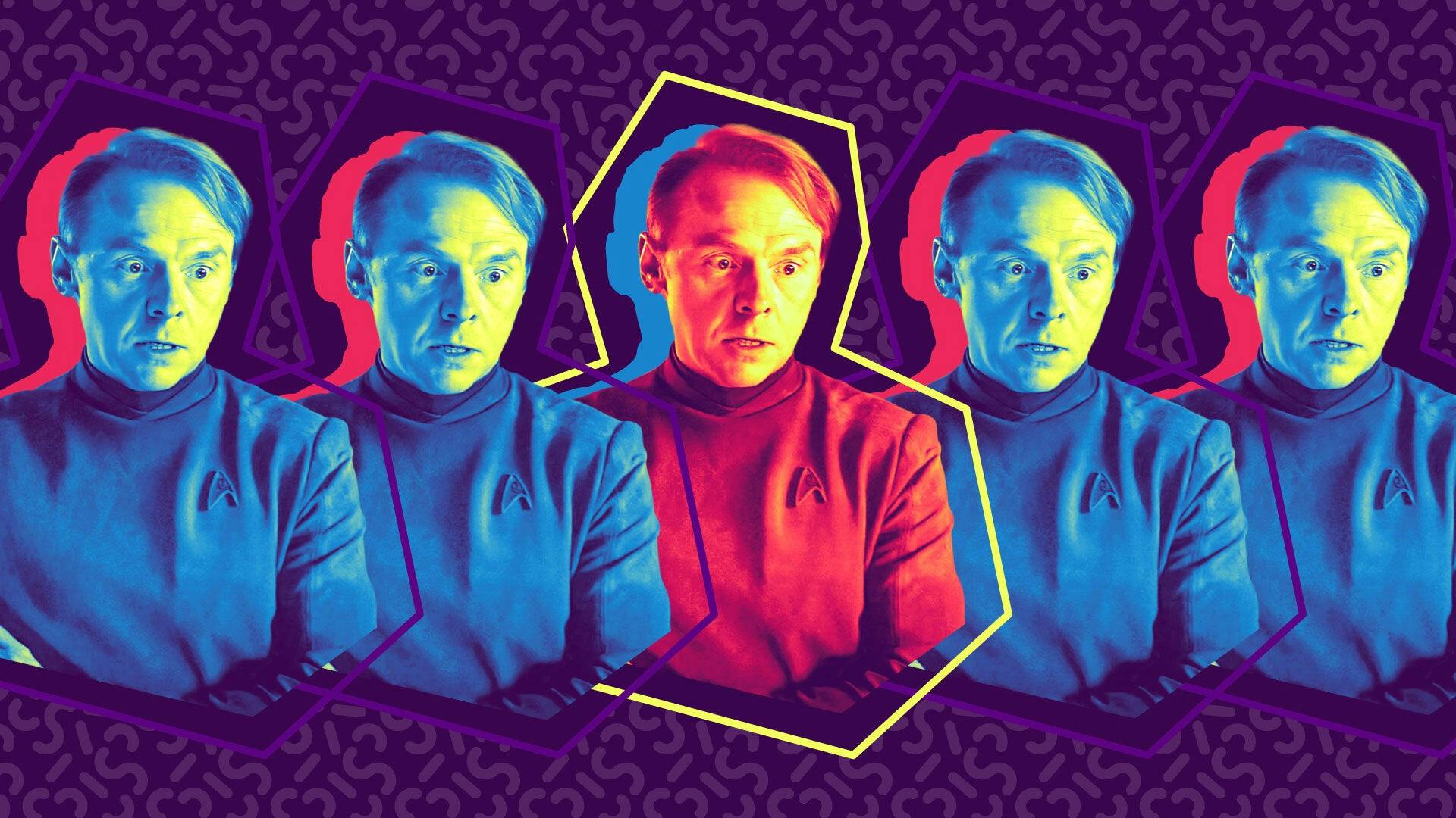 Illustrated banner featuring Star Trek (2009)'s Scotty, played by Simon Pegg