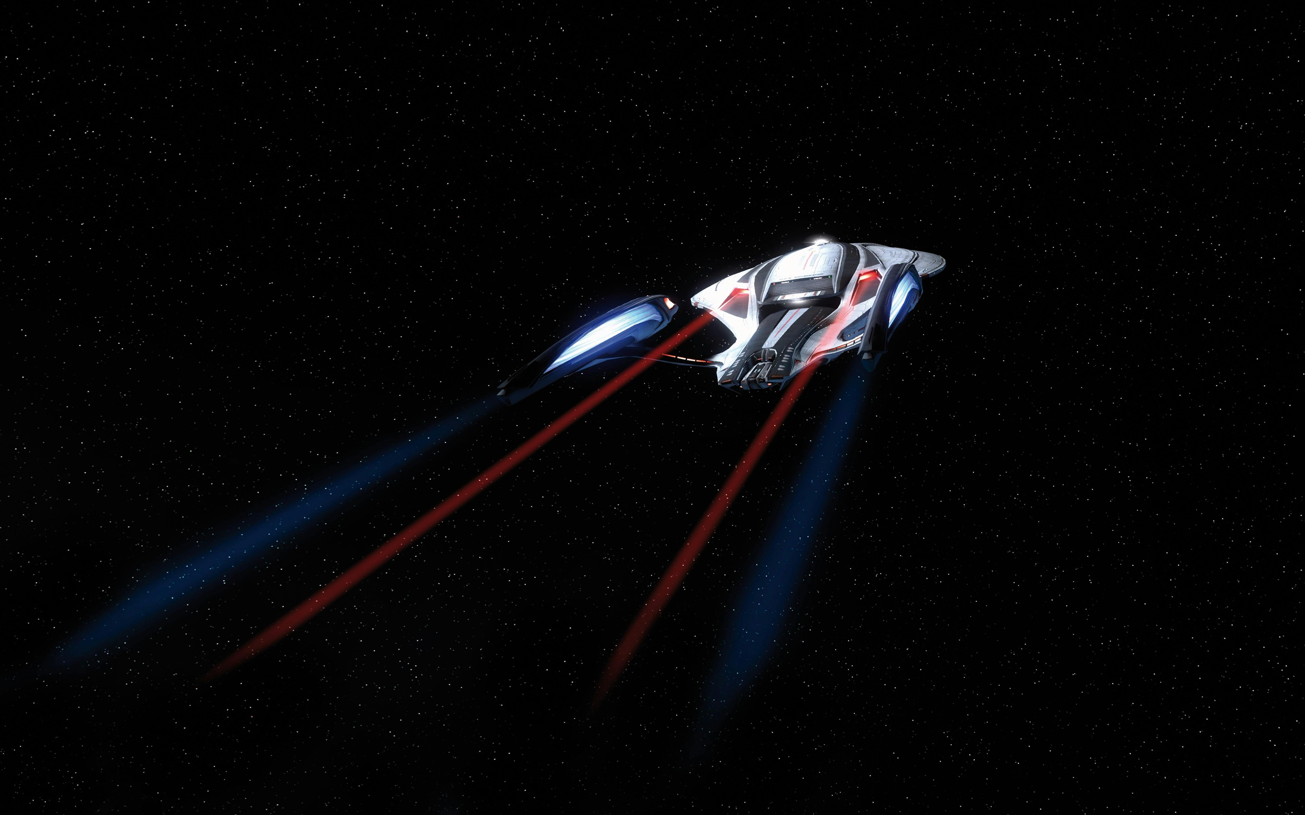 Star Trek Online illustration of the Enterprise warping away