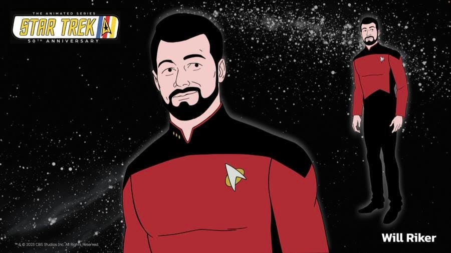 Star Trek: The Animated Celebration Character Design of Jonathan Frakes as Will Riker
