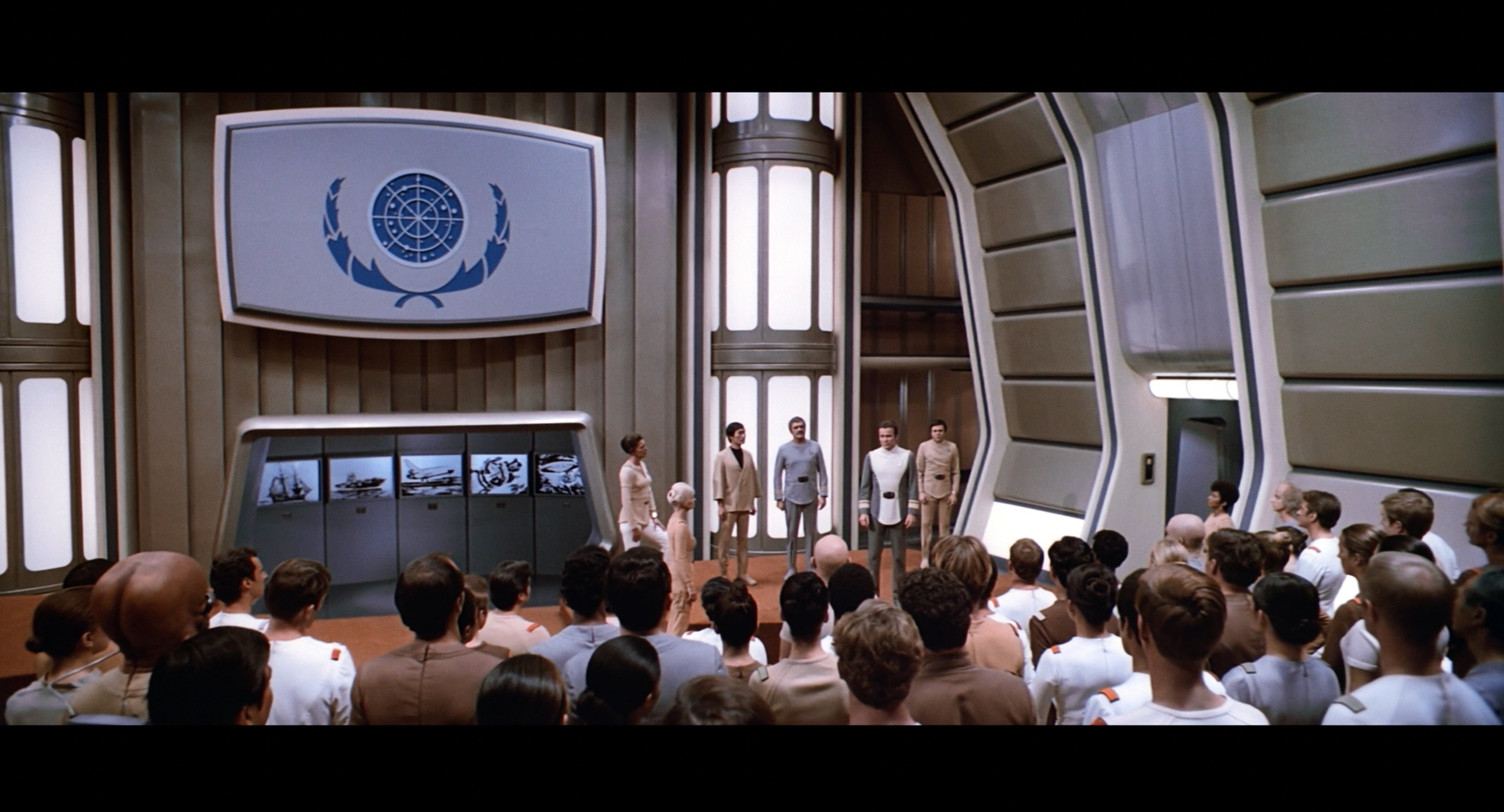 Still from Star Trek: The Motion Picture demonstrating Roddenberry's preferred color palette of blues and beiges