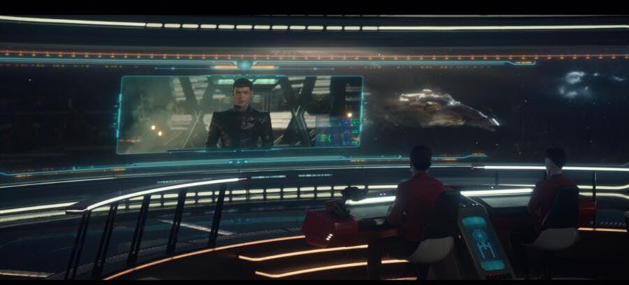 Captain Spock of the Sh'Rel on the viewscreen in 'Tomorrow and Tomorrow and Tomorrow'