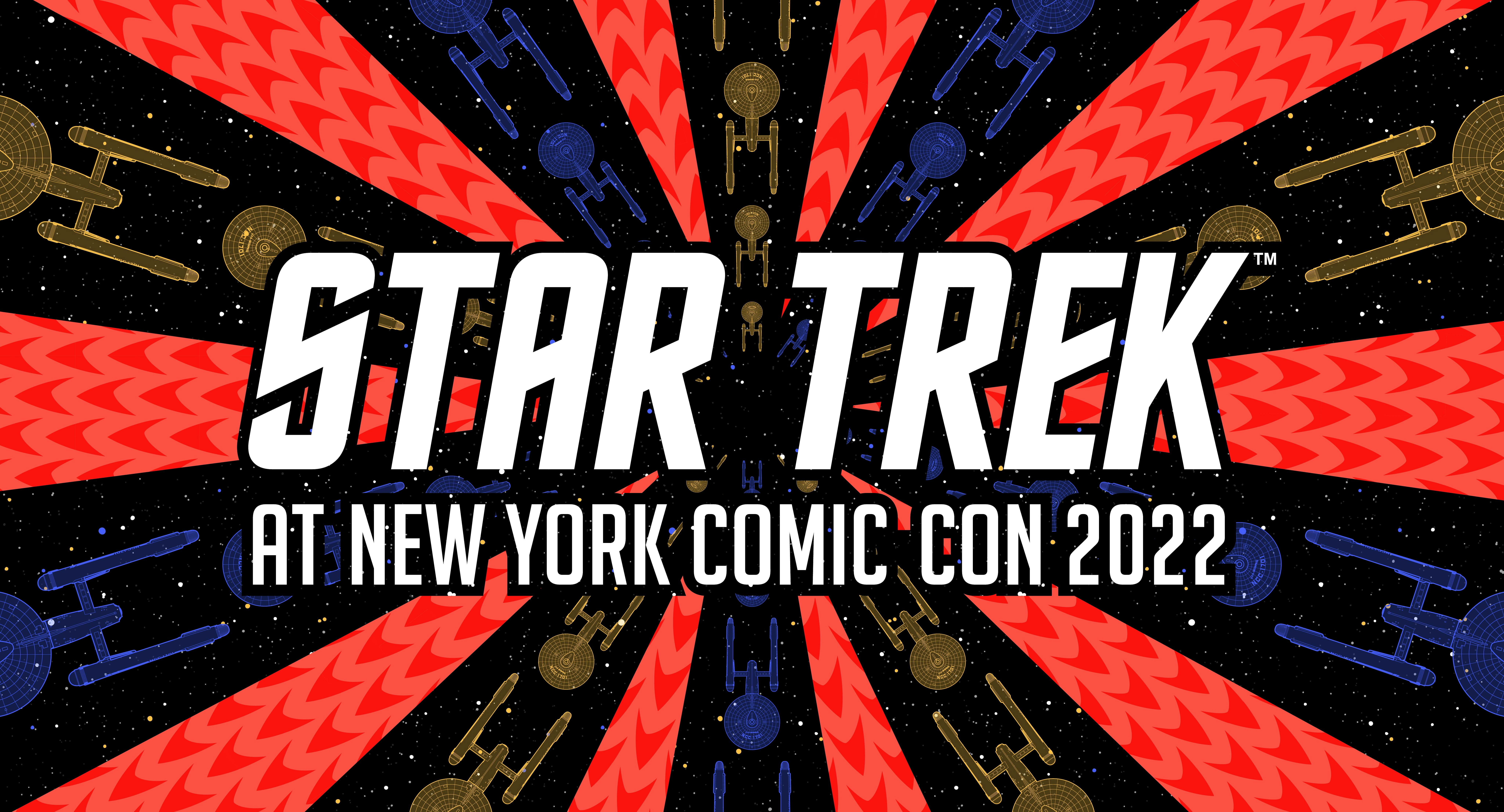 Illustrated art banner for Star Trek at New York Comic Con 2022