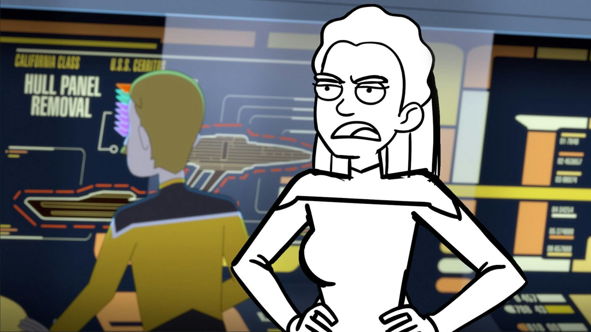 A still from the animatics for Star Trek: Lower Decks season two, episode ten