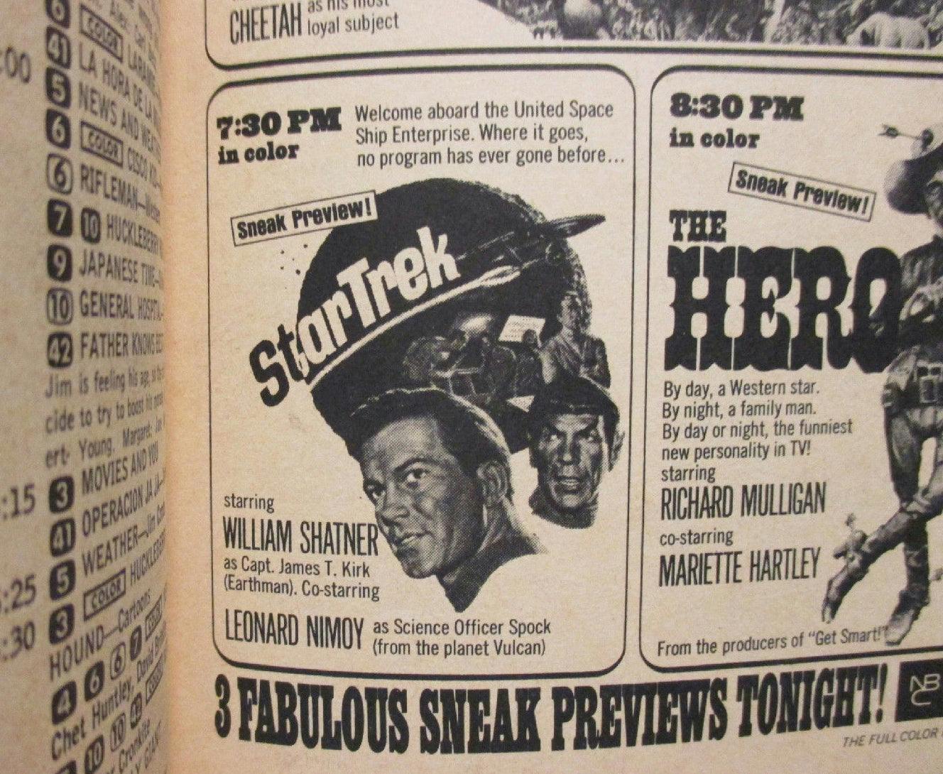 A preview for Star Trek: The Original Series from the September 3-9 issue of TV Guide