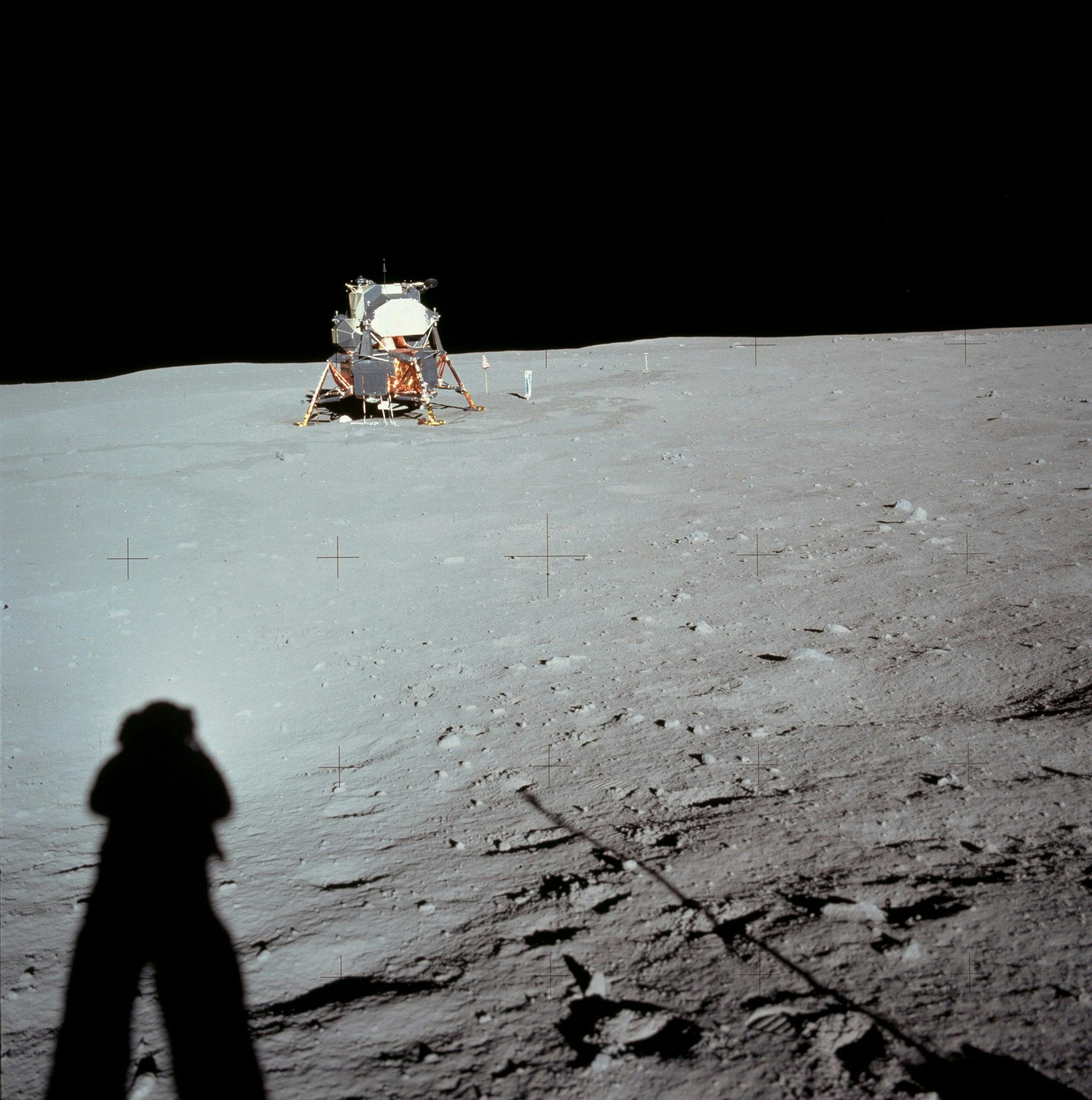 This photograph of the Lunar Module at Tranquility Base was taken by Neil Armstrong during the Apollo 11 mission.