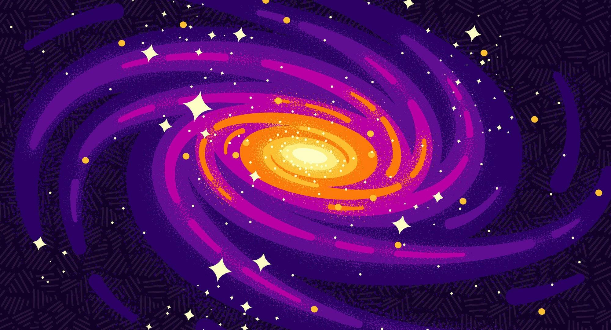 Illustrated banner of a galaxy