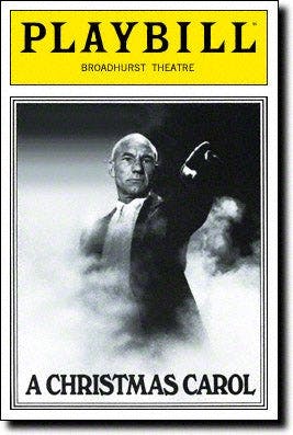 The playbill from Patrick Stewart’s 1992 performance of his one-man show of 'A Christmas Carol' on Broadway