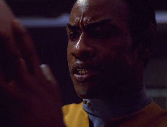 Tuvok feels intensity while mind melding with Suder on Star Trek: Voyager