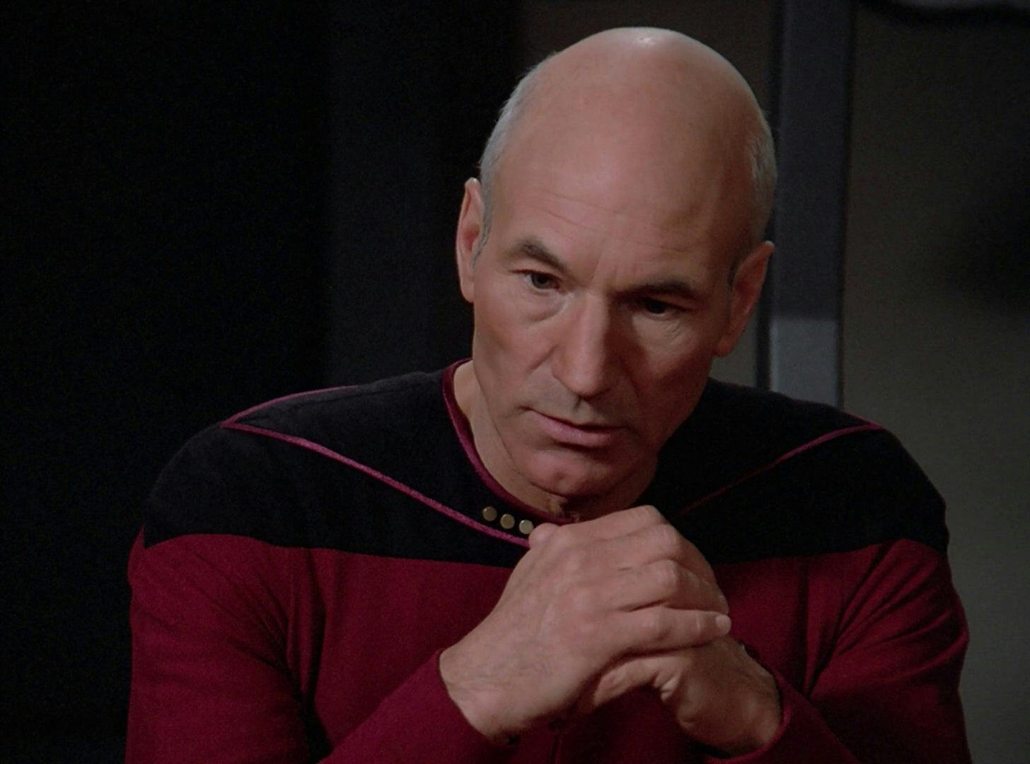 Captain Picard pondering what his next move should be.