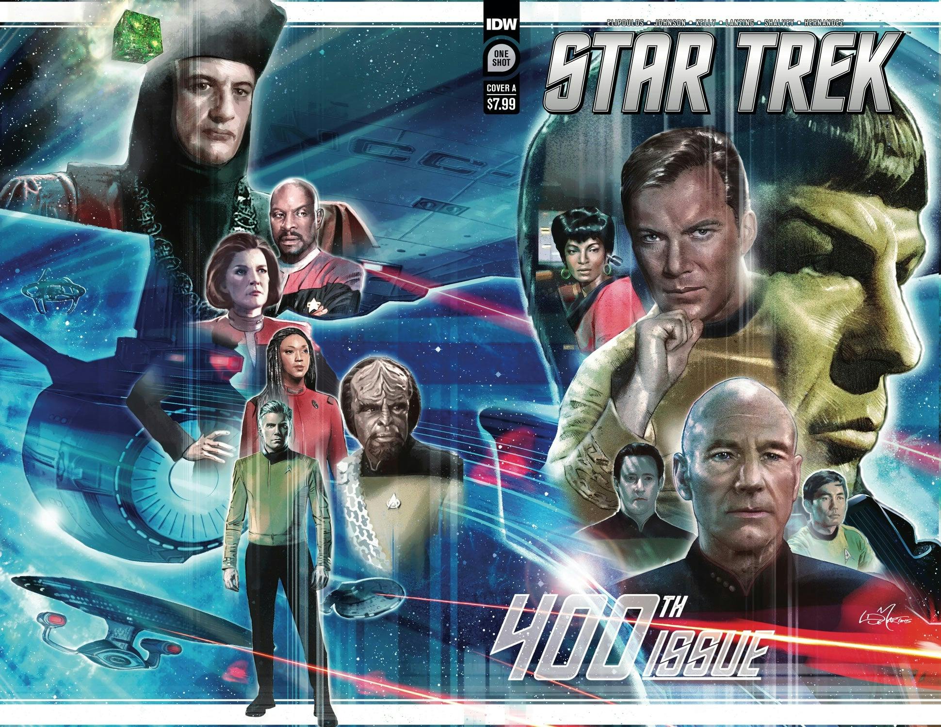 The first cover for Star Trek 400, which features a variety of characters from across the franchise.