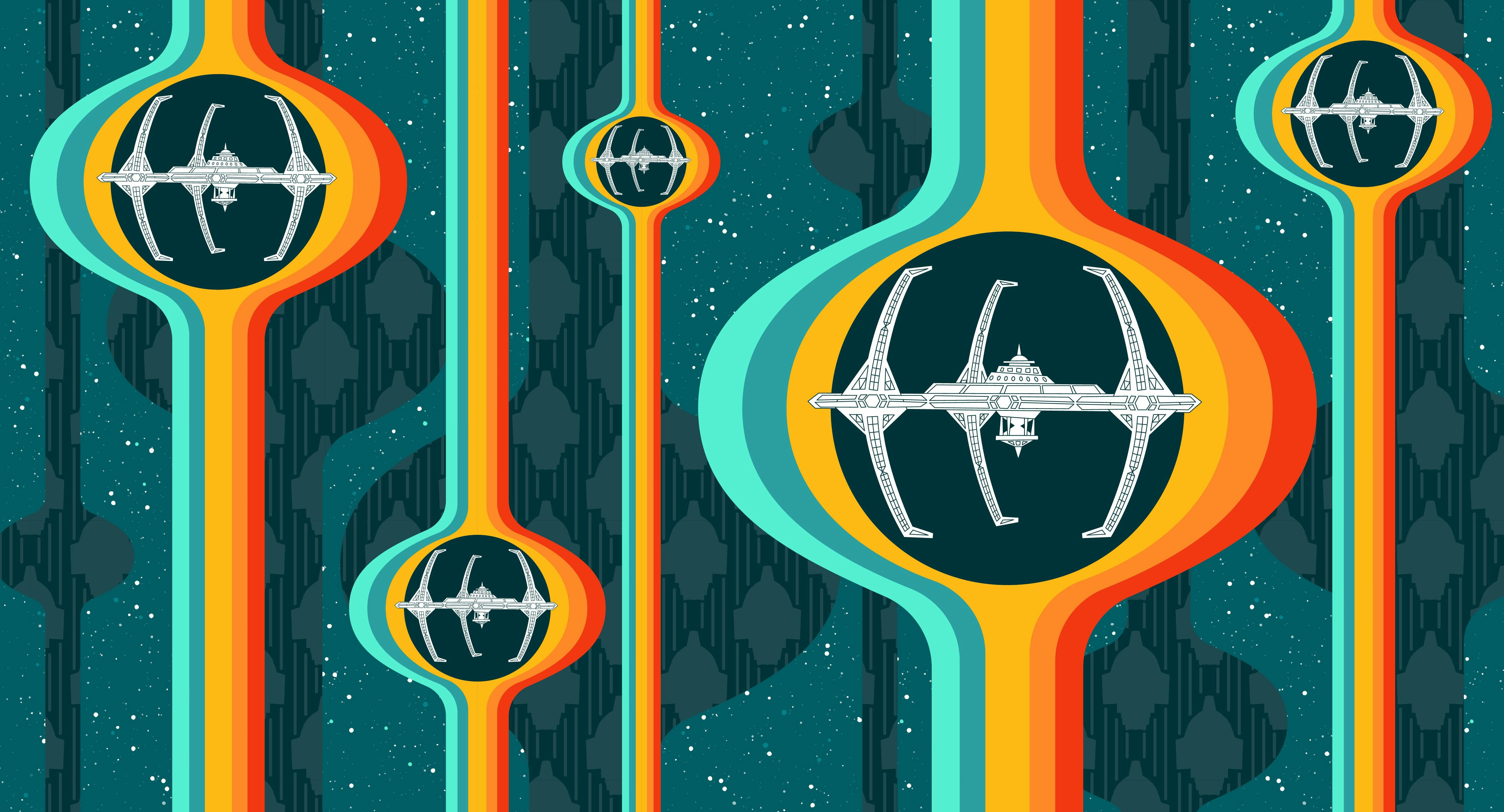 Illustrated banner of Deep Space 9 (formerly Terok Nor) space station